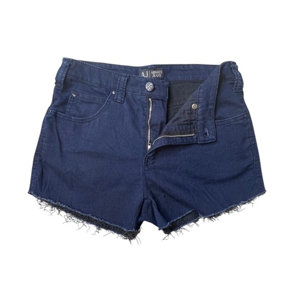 Armani Jeans Shorts Womens 28 Indigo Denim Cut Off Frayed Hem J752H Stretch‎